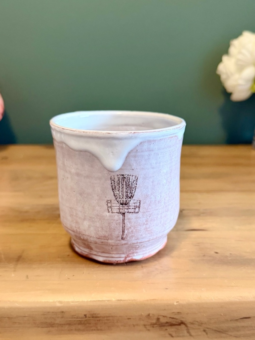 TomMac Garrett Porcelain Mug Disc Golf Wheel Thrown Studio Pottery